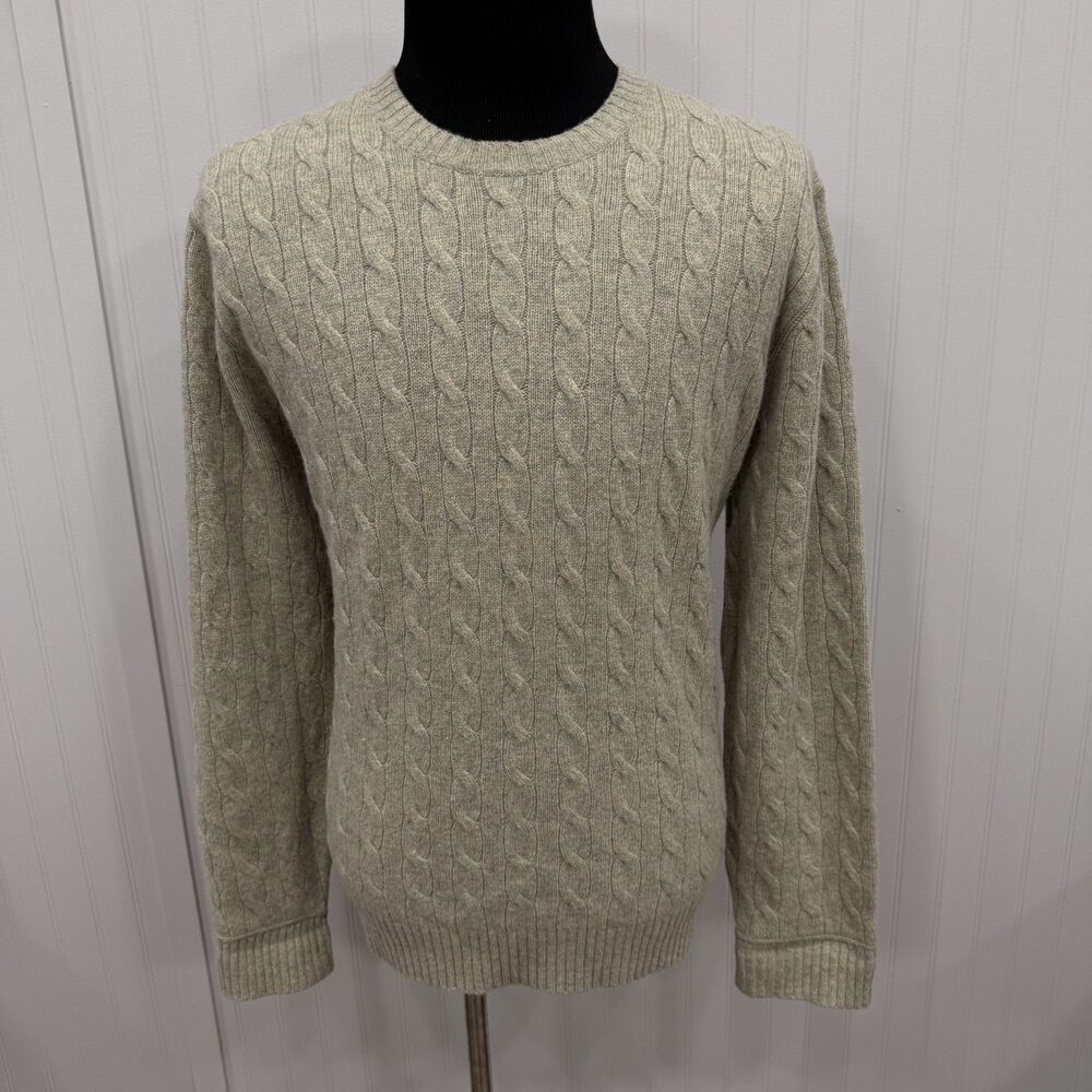 Banana Republic Men's XL Beige Luxury Winter Blend Cable Knit Pullover Sweater